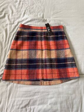 Lulu's Orange and Navy Plaid A-Line Mini Skirt
